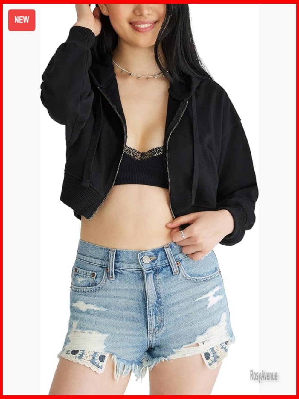 Cropped Full Zip Relaxed Fit Hoodie Fleece Oversized